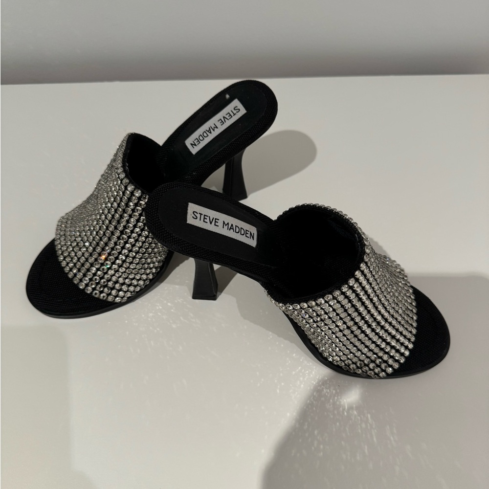 Steve Madden Black Heels with Silver Embellishments - Picture 2 of 3